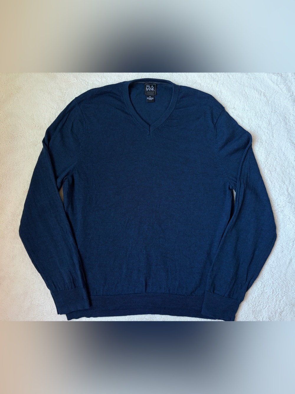 Jos. A. Bank Navy Merino Wool V Neck Sweater Size XXL